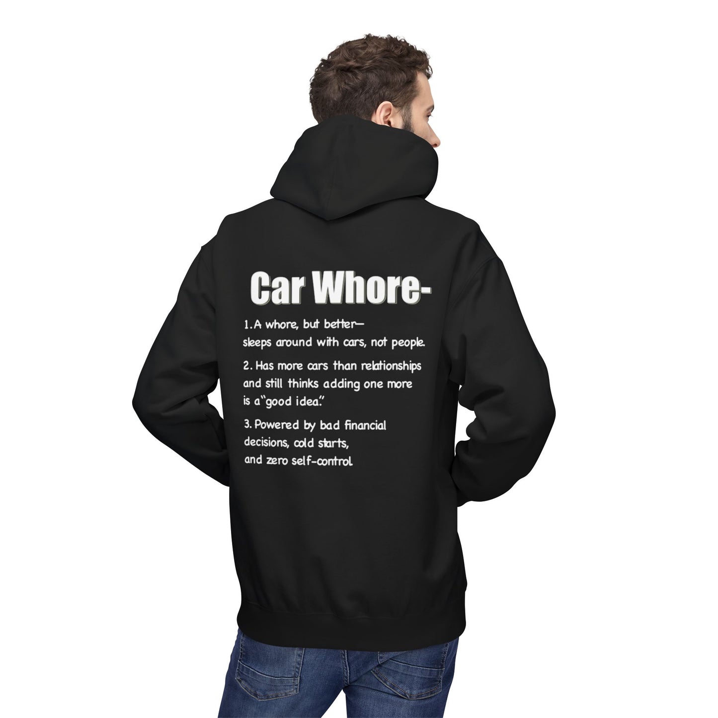 1OFF “Car whore” graphic hoodie