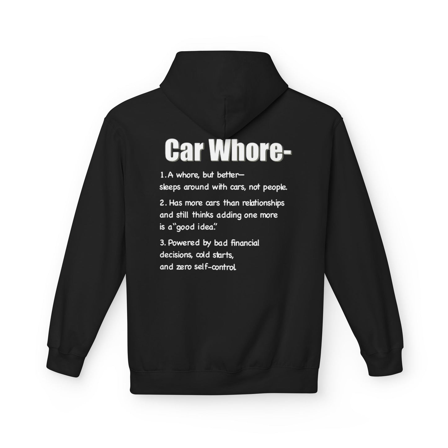 1OFF “Car whore” graphic hoodie